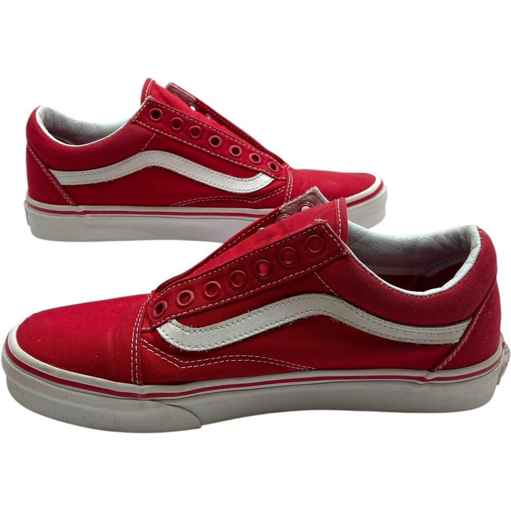 Vans Old Skool Womens 8.5 Red White Men 7 Skate Shoes Sneakers Canvas Skateboard